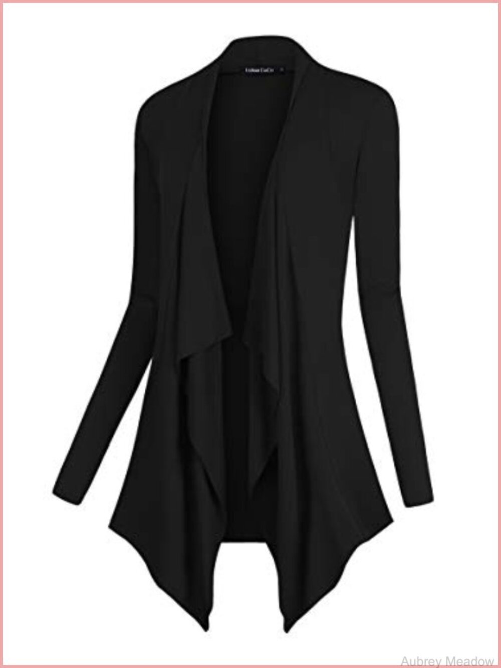 Cardigan, Shawl Collar Drape Open Front, Long Sleeve Asymmetrical Hem,